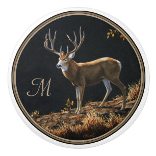 Mule Hjort Buck Autumn Trophy Antlers Monogram Knopp