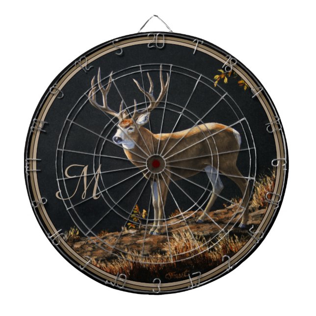 Mule Hjort Buck Autumn Trophy Antlers Monogram Piltavla (Framsidan)