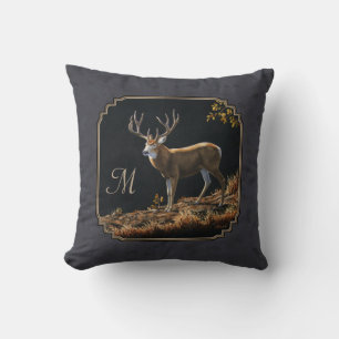 Mule Hjort Buck Charcol Grått Monogram Kudde