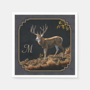 Mule Hjort Buck Charcol Grått Monogram Pappersservett