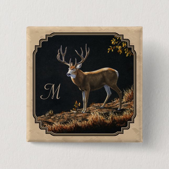 Mule Hjort Buck Tan Monogram Knapp (Framsida)