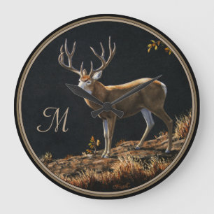 Mule Hjort Buck Trophy Antlers Monogram Stor Klocka