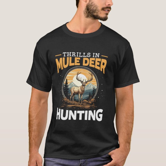 Mule Hjort Hunter Animal Hunt Rifle Hunting Long S T Shirt (Framsida)
