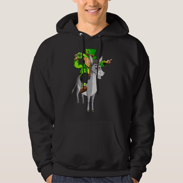 Mule Leprechaun Riding Mule St patrick's day Hoodie (Framsida)