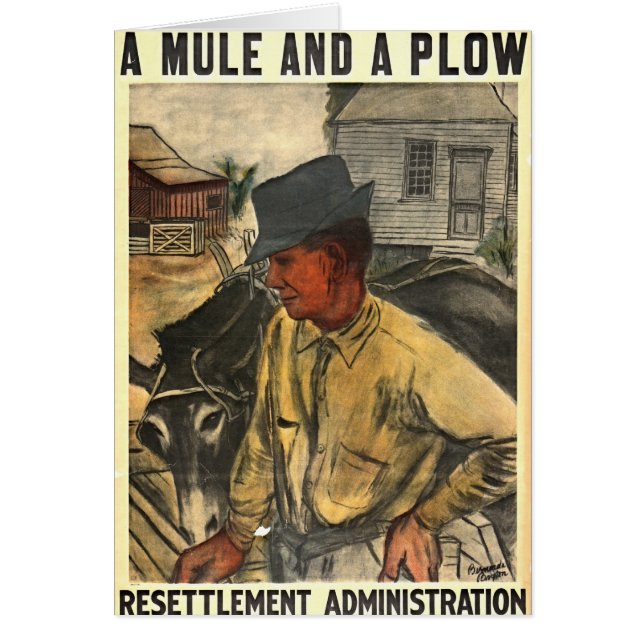 Mule och plog 1935 hälsningskort (Framsidan)