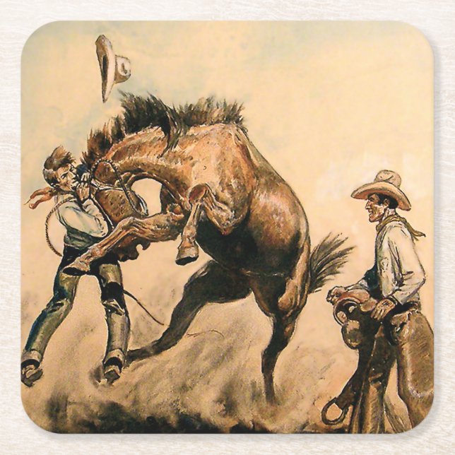 "Mule Western Art by Will James" Underlägg Papper Kvadrat (Framsidan)