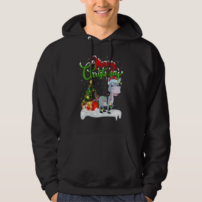 Mule   Xmas Decorations Santa Mule Christmas Hoodie (Framsida)