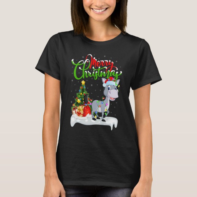 Mule   Xmas Decorations Santa Mule Christmas T Shirt (Framsida)