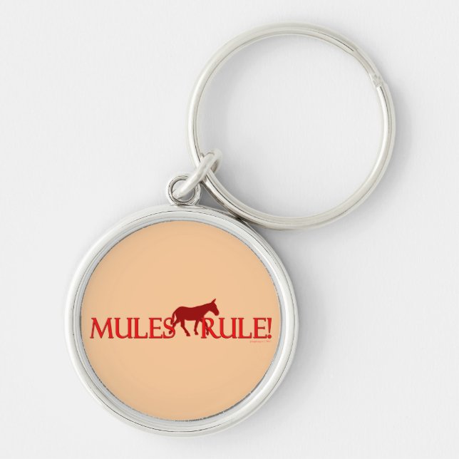 Mules härskar silhouetten rund silverfärgad nyckelring (Framsidan)