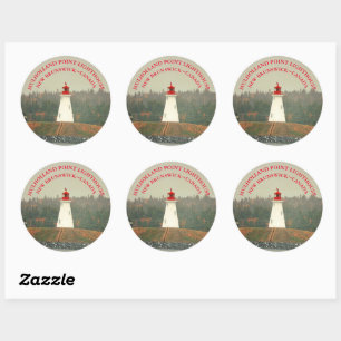 Mulholland Point Lighthouse, NB Round Stickers Runt Klistermärke