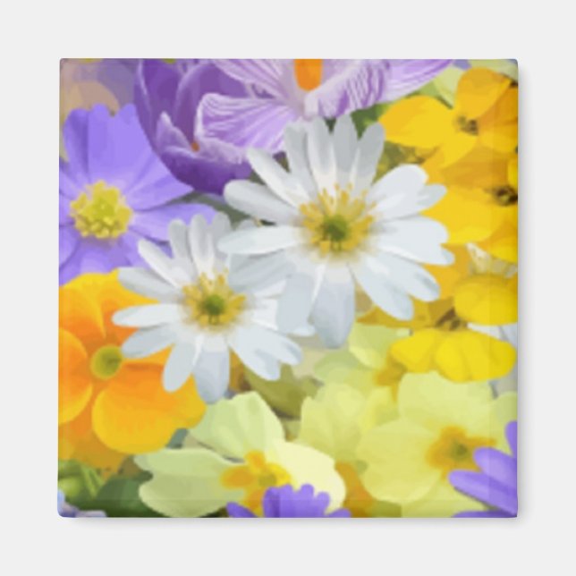 MULITCOLORED BLOMMIGT BAKGRUND MÖNSTER MAGNET (Framsidan)