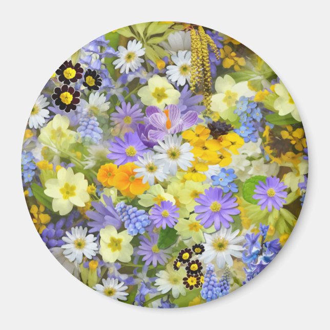 MULITFÄRGAD BLOMMIGT BAKGRUND MÖNSTER MAGNET (Framsidan)