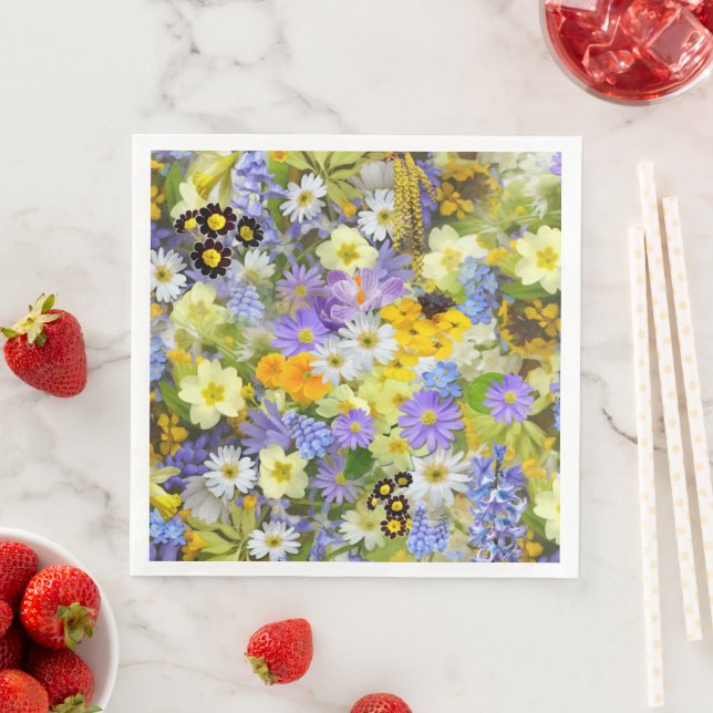 MULITFÄRGAD BLOMMIGT BAKGRUND MÖNSTER PAPPERSSERVETT (Insitu)