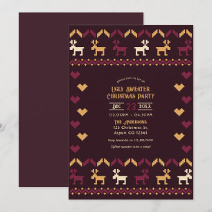 Mullat Vin & Guld Ugly Sweater jul Party Inbjudningar