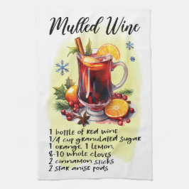 Mulled Vin Recept-design för julrecept Kökshandduk