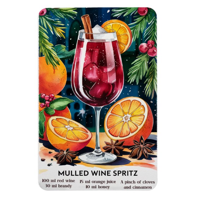 Mulled Vin Spritz Helgdag Cocktail Recipe Magnet (Vertikal)