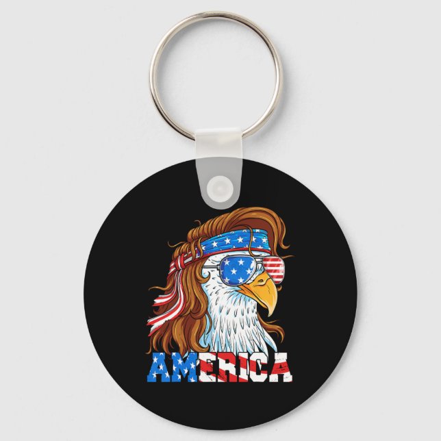 Mullet American Flagga Usa Patriot Nyckelring (Framsida)
