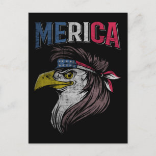 Mullet Eagle Amerikansk Flagga USA Redneck Fågel 4 Vykort