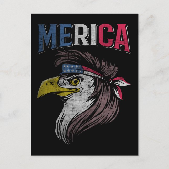 Mullet Eagle Amerikansk Flagga USA Redneck Fågel 4 Vykort (Framsida)