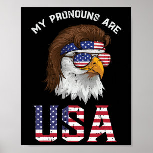 Mullet Eagle Mina Pronomen Usa 4:e Juli Män Kvinno Poster