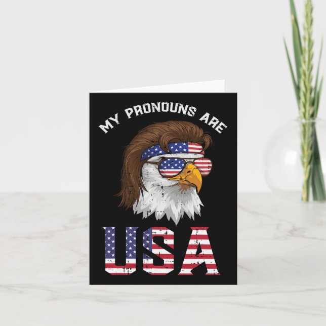 Mullet Eagle my Pronouns USA 4:e juli Manar Kvinno Kort (Framsida)