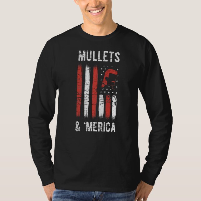 Mullets & 'merica American Flagga T Shirt (Framsida)