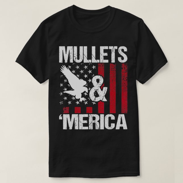 Mullets Merica Patriotic US Flagga Redhalsband Mul T Shirt (Design framsida)