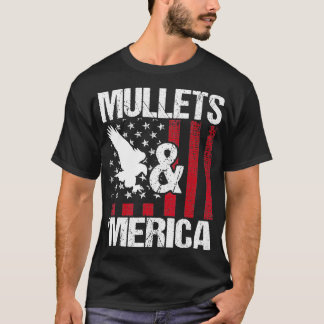 Mullets Merica Patriotic US Flagga Redhalsband Mul T Shirt
