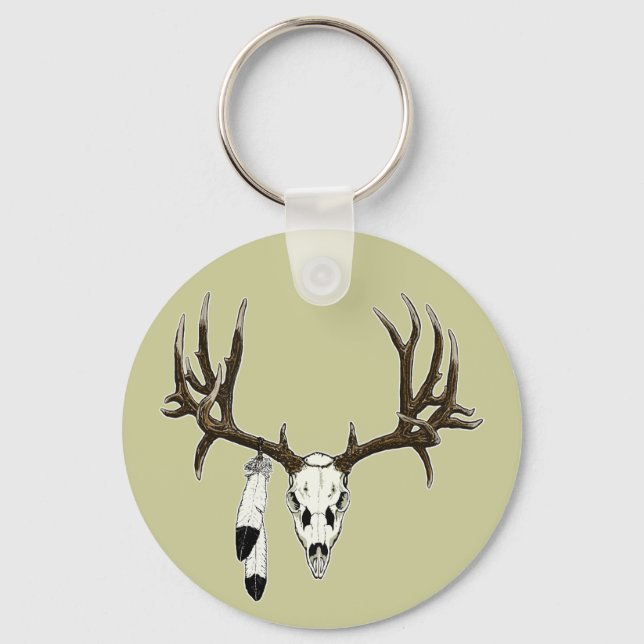 Mullig hjort, örnfjäder nyckelring (Framsida)