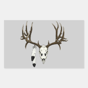 Mullig hjort, örnfjäder rektangulärt klistermärke