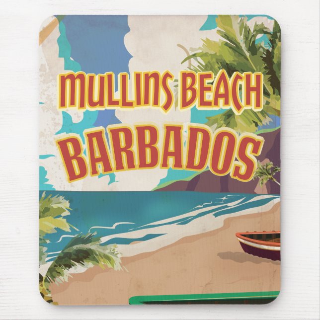 Mullins Beach Bay Barbados resemålning. Musmatta (Framsidan)