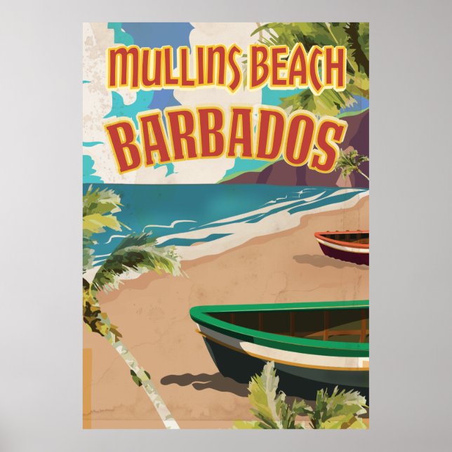 Mullins Beach Bay Barbados resemålning. Poster (Framsidan)