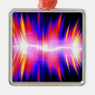 Mullticolored abstrakt ljudsignal Waveform Julgransprydnad Metall