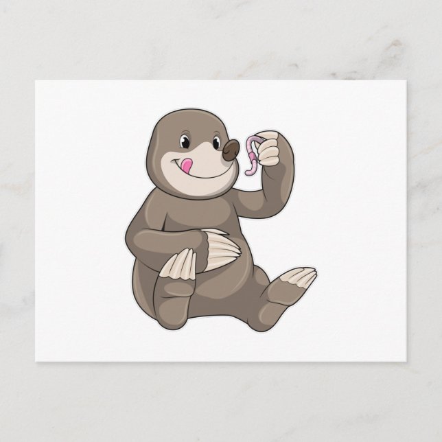 Mullvad med daggmask vykort (Framsida)