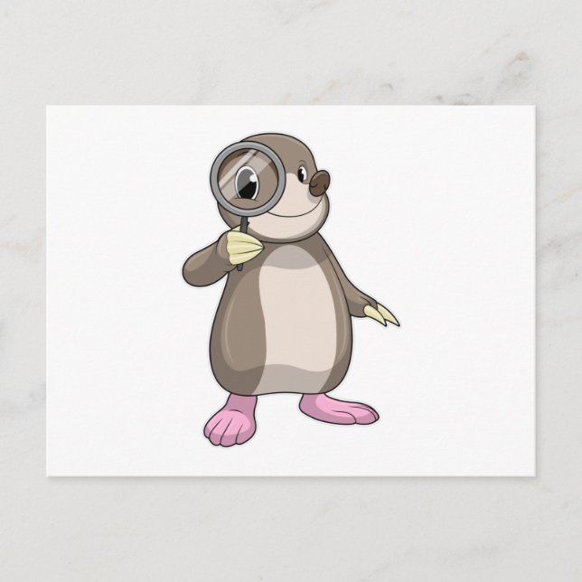 Mullvad med förstoringsglas vykort (Framsida)