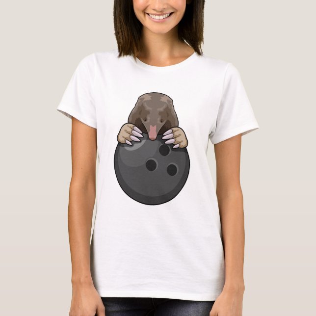 Mullvad på bowling med bowlingklot t shirt (Framsida)