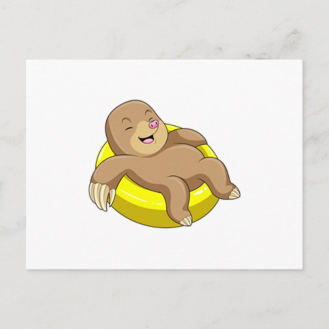 Mullvad som simmar med livbåt vykort (Framsida)