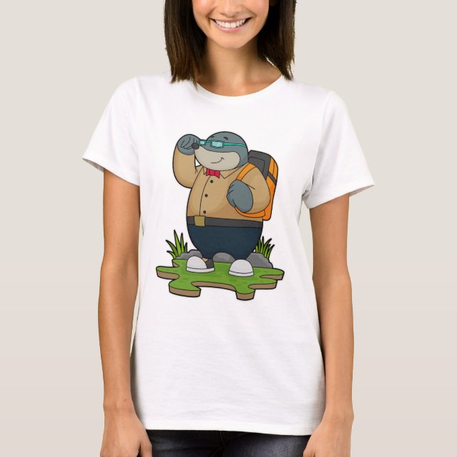 Mullvad som vandrare med ryggsäck t shirt (Framsida)