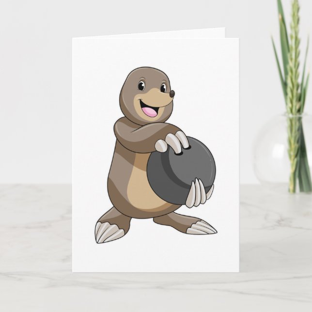 Mullvad vid bowling med bowlingklot kort (Framsida)