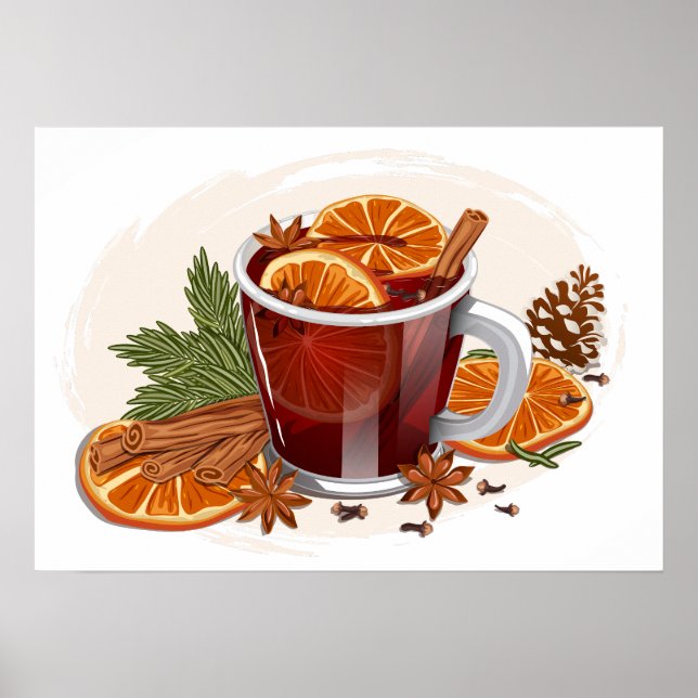 Mullvadsvin Festiv Juldryck Illustration Poster (Framsidan)