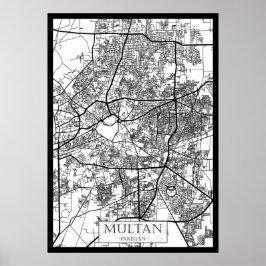 Multan Pakistan stads karta Poster