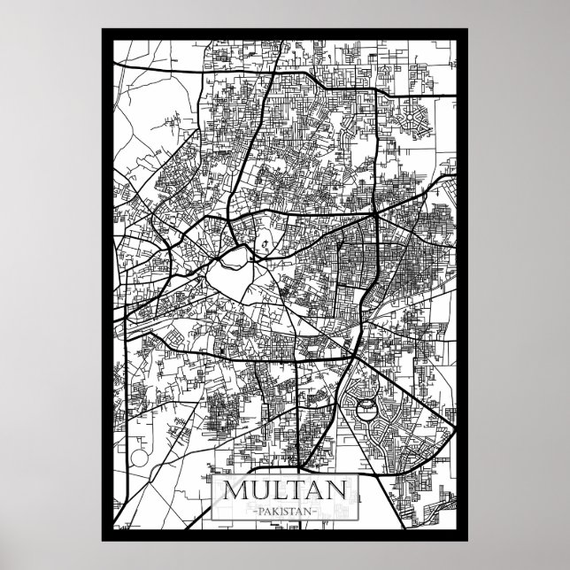 Multan Pakistan stads karta Poster (Framsidan)