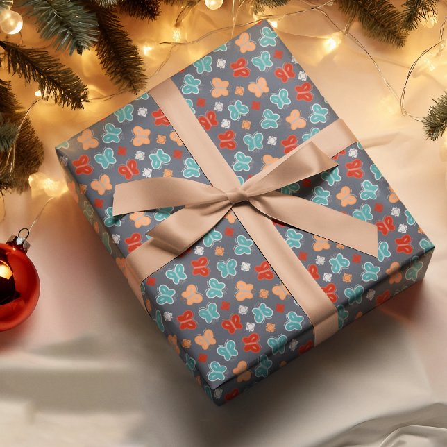 Multcolor Butterfly-Tecknad Presentpapper (butterfly cartoon birthday packing gift wrap,gift wrapping paper,return gift wrap paper,paper gift)