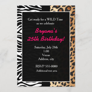Multi Animal Print Gepard Leopard Zebra Inbjudan