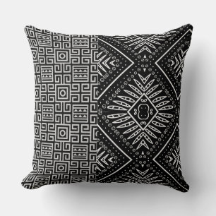 Multi-Black Aztec/Leopard Two-Tone Pillow Kudde