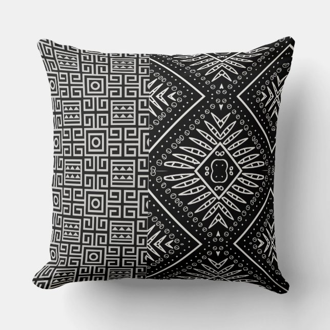 Multi-Black Aztec/Leopard Two-Tone Pillow Kudde (Framsida)