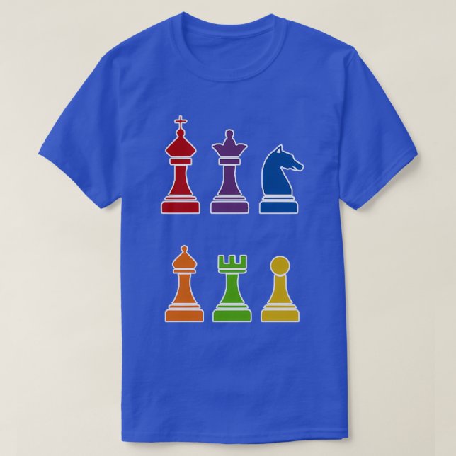 Multi Color Chess Piece Design  T Shirt (Design framsida)