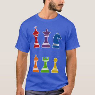 Multi Color Chess Piece Design  T Shirt