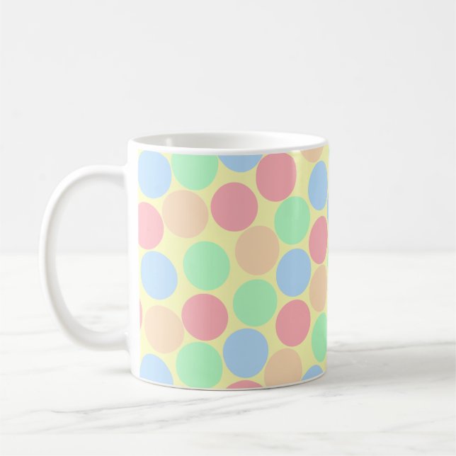 Multi-Color Pastel Dots Pattern Kaffemugg (Vänster)