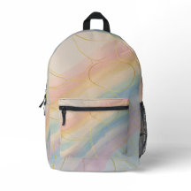Multi-colored Pastel Bookbag With Gold Lines